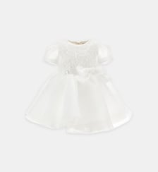 Robe manches courtes en organza avec dentelle Monnalisa