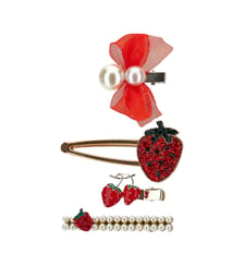 Pinces à cheveux fraise et perle Monnalisa