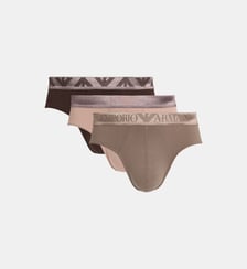 Lot de 3 slips signature en coton mélangé Emporio Armani