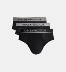 Lot de 3 slips signature en coton mélangé Emporio Armani