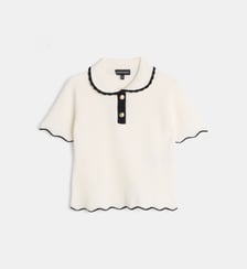 Pull façon polo en maille de coton Emporio Armani Junior