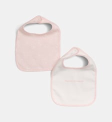 Lot de 2 bavoirs monogrammes uni ou imprimé en coton Emporio Armani Junior