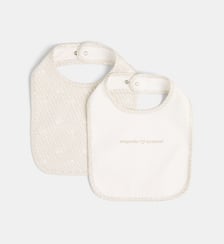 Lot de 2 bavoirs monogrammes uni ou imprimé en coton Emporio Armani Junior