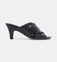 Mules à talons en cuir signature Tommy Hilfiger