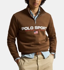 Sweat droit col camionneur imprimé signature Polo Ralph Lauren