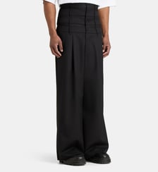 Pantalon large à effet tailles superposées en laine 3 Paradis