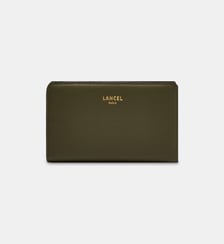 Portefeuille rectangulaire zippé signature en cuir Lancel