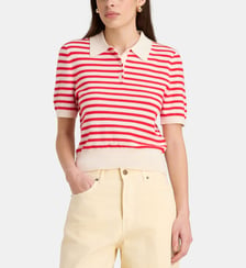 Polo pull à rayures manches courtes coton et cachemire A.P.C.