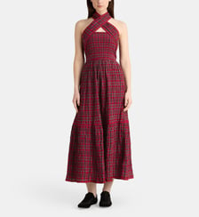 Robe midi Mia bustier coton bio gaufré  Damson Madder