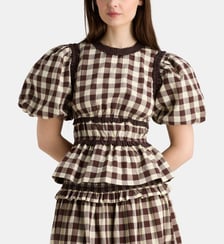 Blouse Everly Gingham ruflette coton bio  Damson Madder