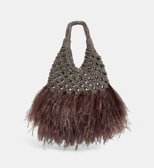 Sac à main Vannifique cristaux et plumes d'autruche Hibourama