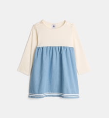 Robe évasée en maille et denim coton Petit Bateau