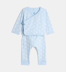 Ensemble 2 pièces baleines maille pointelle coton Petit Bateau
