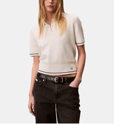 Pull polo droit maille texturée Calvin Klein