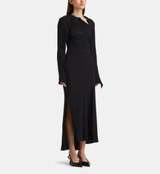 Robe longue drapée soie et chaîne Victoria Beckham
