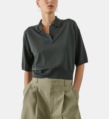 Pull Elton fin à manches courte col polo en laine Soeur