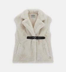 Manteau droit fausse fourrure sans manches  Guess