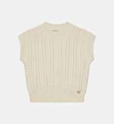 Pull droit sans manches maille torsadée Guess
