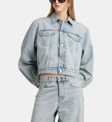 Veste en jean Simon crop effet délavé Haikure