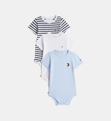 Lot de 3 bodies en coton signature Tommy Hilfiger