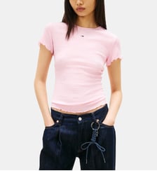 T-shirt droit col rond signature Tommy Hilfiger