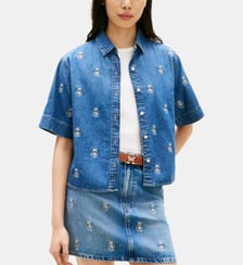 Chemisette ample coton denim logo Tommy Hilfiger