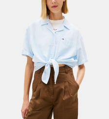 Chemisette courte droite à rayures Tommy Hilfiger