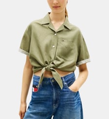 Chemisette courte droite à rayures Tommy Hilfiger