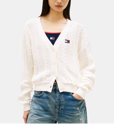 Cardigan court droit coton torsadé Tommy Hilfiger
