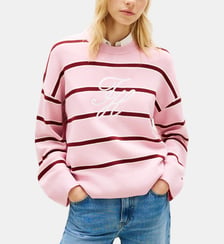 Pull droit à rayures signature Tommy Hilfiger