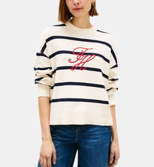 Pull droit à rayures signature Tommy Hilfiger