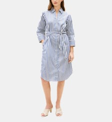Robe chemise droite mi longue ceinturée rayée Tommy Hilfiger