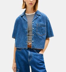 Chemisette crop droite coton chambray Tommy Hilfiger