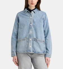 Veste droite Vivian broderies coton denim  F.A.M.