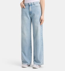 Jean large Flora strass coton denim délavé  F.A.M.
