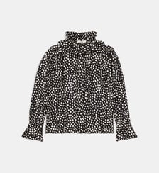 Blouse lavallière à volants pois en soie Chloé