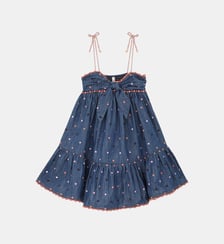 Robe évasée en coton denim à pois Zimmermann