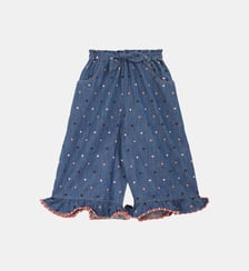 Pantalon large en coton denim à pois Zimmermann