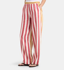 Pantalon large Banano Love à rayures lin et coton Susanna Blu
