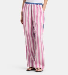 Pantalon large Banano Love à rayures lin et coton Susanna Blu