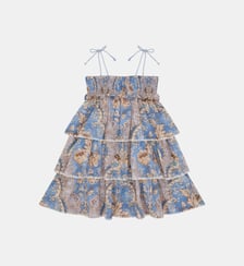 Robe courte en coton à volants imprimé cachemire Zimmermann