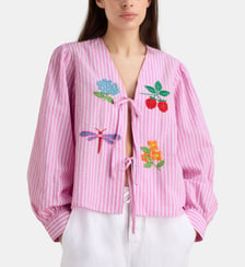 Top Canarie coton et lin gaufrés Susanna Blu