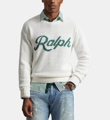 Pull droit impimé en lin et coton Polo Ralph Lauren
