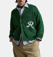 Cardigan droit en lin mélangé col v imprimé Polo Ralph Lauren