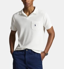 Polo ajusté tissu éponge en coton signature Polo Ralph Lauren