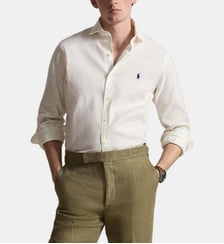 Chemise droite en lin mélangé signature Polo Ralph Lauren