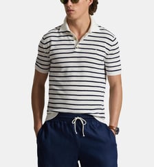 Pull polo ajusté à rayures en coton mélangé signature Polo Ralph Lauren