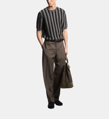 Pull droit en coton à motif et manches courtes Emporio Armani