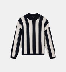 Pull droit en laine motif rayé col ras-du-cou Emporio Armani