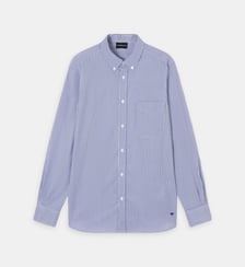 Chemise droite rayée en coton col américain Emporio Armani